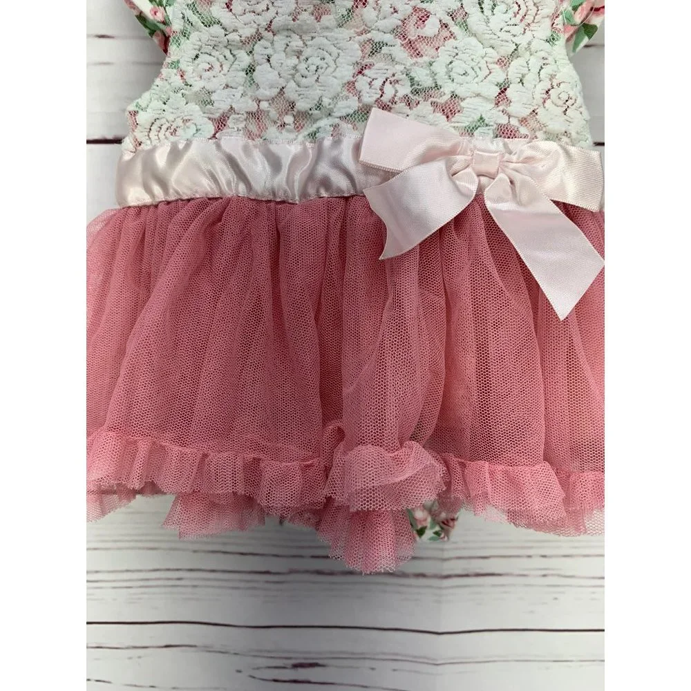 Nicole Miller Pink Floral Tulle Skirted Onesie Size 3/6 Months‎